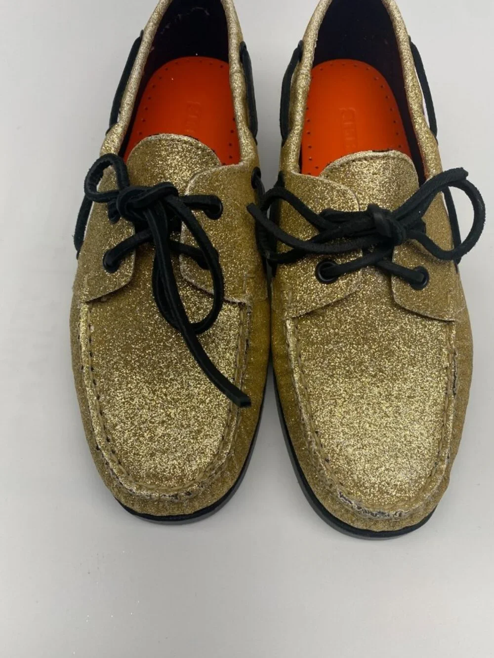 Sebago Mens Portland Glitter Yellow Gold & Black Loafer Sz 8